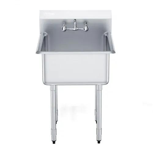 VEVOR Edelstahl Spültisch Gewerbliche Spülbecken 686 x 610 x 1041 mm, Spülbecken Edelstahl mit Wasserhahn 104 kg Tragfähigkeit, Edelstahlspüle Spülbecken Waschbecken Küche Freistehendes Spülbecken – Bild 9