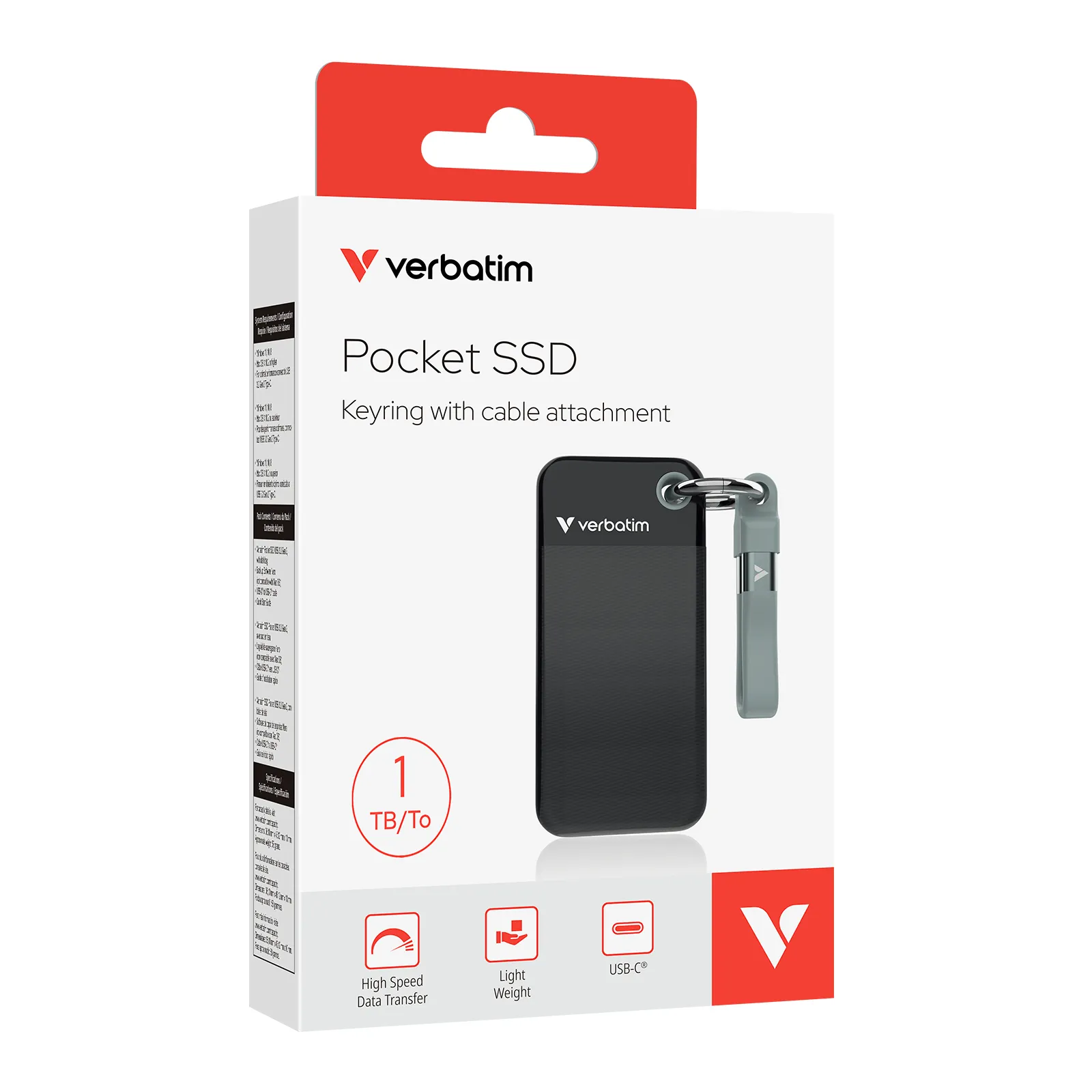 Verbatim Pocket SSD 1 TB USB Typ-C 3.2 Gen 2 (3.1 Gen 2) Schwarz, Grau – Bild 2
