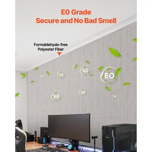 VEVOR 5er-Pack Akustikplatten mit Selbstklebeband, 1200x600x10 m schalldichte Schaumstoffplatten, Akustik Wandpaneele aus Polyesterfaser, für Zuhause, Studio, Büro, Theater, Kamel – Bild 3