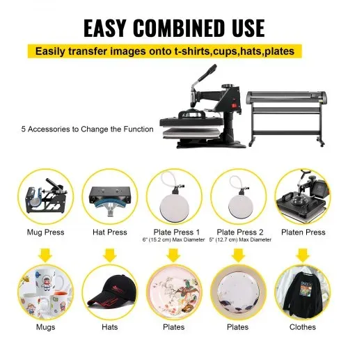 VEVOR 38x30cm Heißpresse maschine 5 In 1 Transferpresse hitzepressemaschine und 1350mm Vinyl Cutter Plotter Cutting Plotter Desktop Machine – Bild 6