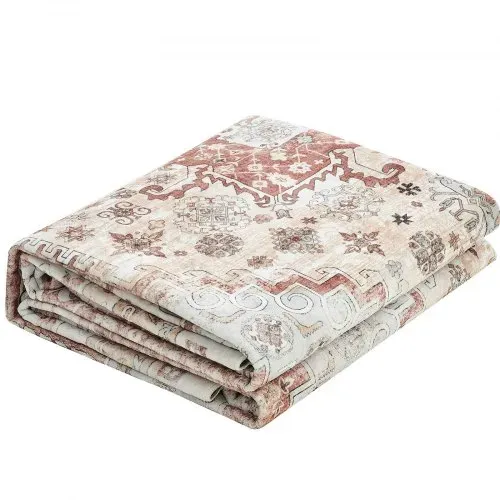 VEVOR Flächenteppich, 2743 x 3658 mm Kurzflor, waschbarer Teppich, rutschfester Wohnzimmerteppich, Vintage-Stil, Innenmatte für Schlafzimmer, Wohnzimmer, Kinderzimmer, Büro, Braunrot – Bild 10