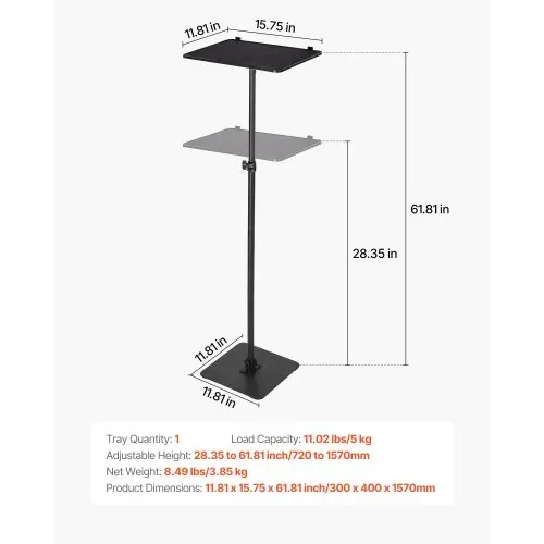 VEVOR Projektorständer Beamer Ständer höhenverstellbar 72-157 cm, 360° horizontal drehbarer Bodenständer für Projektor, multifunktionale Halterung für Meetings, Filme im Freien 30 x 40 x 157 cm – Bild 6