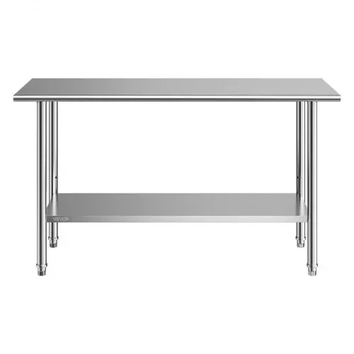 VEVOR Gasto Arbeitstisch 1524 x 610 x 864 mm Edelstahltisch mit 2 Ebenen, Küchentisch mit Höhenverstellbaren Ablagen, Tragkraft Obere Ablage (254 kg) Untere Ablage (208 kg) Vorbereitungstisch – Bild 8