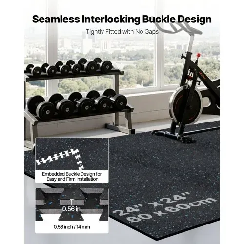 VEVOR 24 x Puzzlematte Bodenschutzmatte 610 x 610 x 14 mm, Hochdichte EVA-Schaumstoffmatte, Ineinandergreifende Fitnessmatte Gymnastikmatte Sportmatte, Trainingsmatte (Schwarz) mit Blauen Punkten – Bild 4