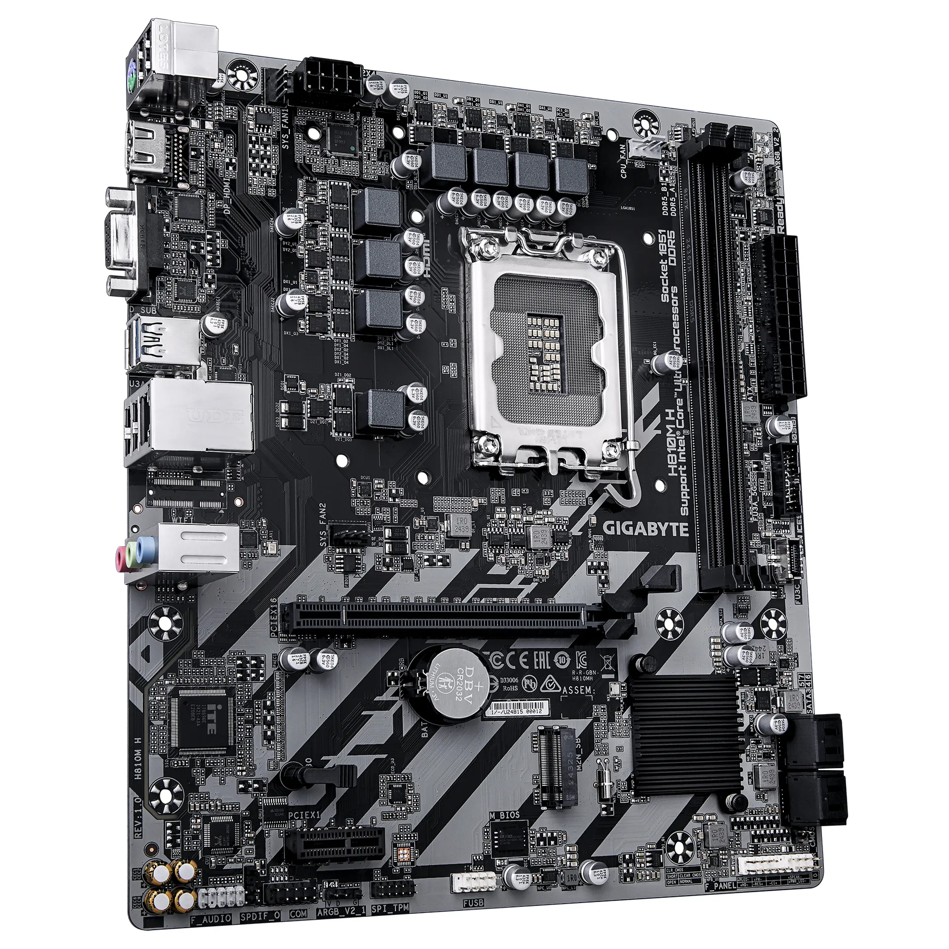 GIGABYTE H810M H Mainboard – Intel Core Ultra (Serie 2) CPUs, 4+1+2 Phasen VRM, bis zu 6400 MHz DDR5, 1xPCIe 4.0 M.2, 1GbE LAN, USB 3.2 Gen 1 – Bild 3