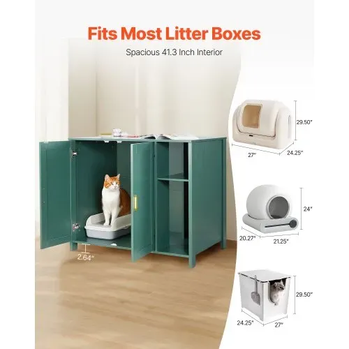 VEVOR Katzenschrank, 1050x680x885 mm, Katzenklo Schrank mit eingebauter Steckdose, Schublade & abnehmbarer Trennwand, passend für die meisten selbstreinigenden/intelligenten Katzentoiletten – Bild 3