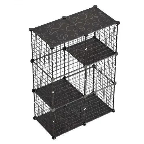 VEVOR Katzenkäfig Katzengehege 3-Stock Katzenauslauf 71,1x35,5x104,1cm, DIY-Katzenlaufstall für Indoor Abnehmbarer Metallgitterkäfig Ideal für 1-2 Katzen Kaninchen Frettchen & Kleintiere Schwarz – Bild 8