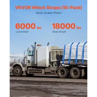 VEVOR Windengurte, 4″ x 30′, 6000 lbs Tragfähigkeit, 18000 lbs Bruchfestigkeit, LKW-Gurte mit flachem Haken, für Anhänger, Bauernhöfe, Rettungen, Baumschoner, blau (10er-Pack) VEVOR Windengurte, 4″ x 30′, 6000 lbs Tragfähigkeit, 18000 lbs Bruchfestigkeit, LKW-Gurte mit flachem Haken, für Anhänger, Bauernhöfe, Rettungen, Baumschoner, blau (10er-Pack)