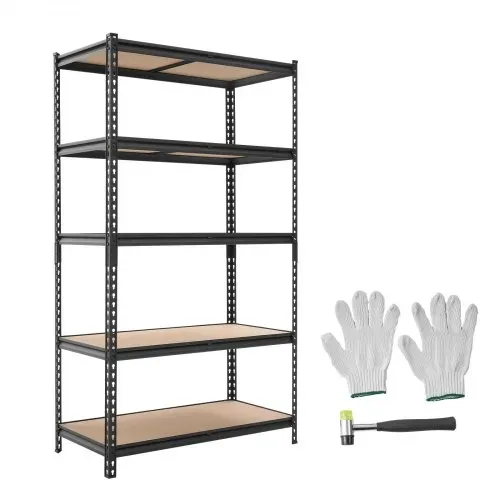 VEVOR Schwerlastregal 1025x517x1813mm, 1134kg Belastbares Lagerregal mit Stahlgestell 5 Verstellbaren MDF-Platten, Teilbares Steckregal als Werkbank, Flexibles Metallregal für Keller Garage Werkstatt – Bild 8