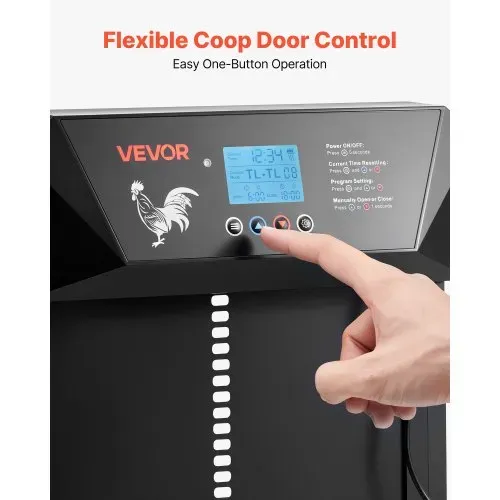 VEVOR Automatische Hühnerklappe, Hühnertür mit LCD-Display, Lichtsensor, Timer, manueller Einstellung, Einklemmschutz, Hühnerstalltür, Hühnerauslauf-Toröffner für Bauernhof, 405x305x68 mm – Bild 2