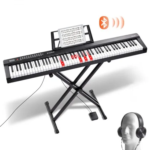 VEVOR Digitales Klavier mit 88 Tasten, halbgewichtete Tasten, Klavierset mit verstellbarem Ständer, integrierten Lautsprechern, Sustain-Pedal, Kopfhörern, Bluetooth, MIDI, USB für Anfänger VEVOR Digitales Klavier mit 88 Tasten, halbgewichtete Tasten, Klavierset mit verstellbarem Ständer, integrierten Lautsprechern, Sustain-Pedal, Kopfhörern, Bluetooth, MIDI, USB für Anfänger