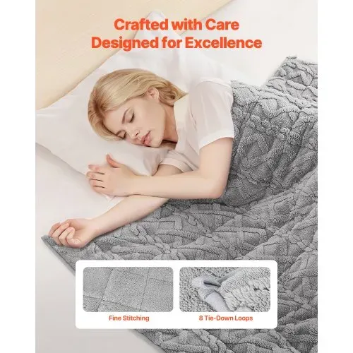 VEVOR Gewichtsdecke, 9 kg, Therapiedecke 1524x2032 mm, Gewichtete Decken Queen-Size, Sherpa-Fleece-Decke mit Glasperlen, für Erwachsene mit 90–113 kg, Linderung von Angstzuständen & Stress, grau – Bild 3
