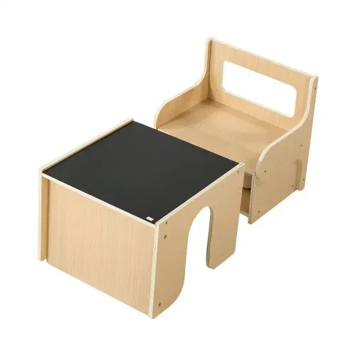 VEVOR Montessori-Tisch- & Stuhlset, Kindersitzgruppe, Kindermöbel aus Holz, Tritthocker mit Tafel & Stauraum, Ideal für Kleinkinder von 1-5 Jahren zum Essen, Zeichnen, Lesen & Spielen – Bild 10