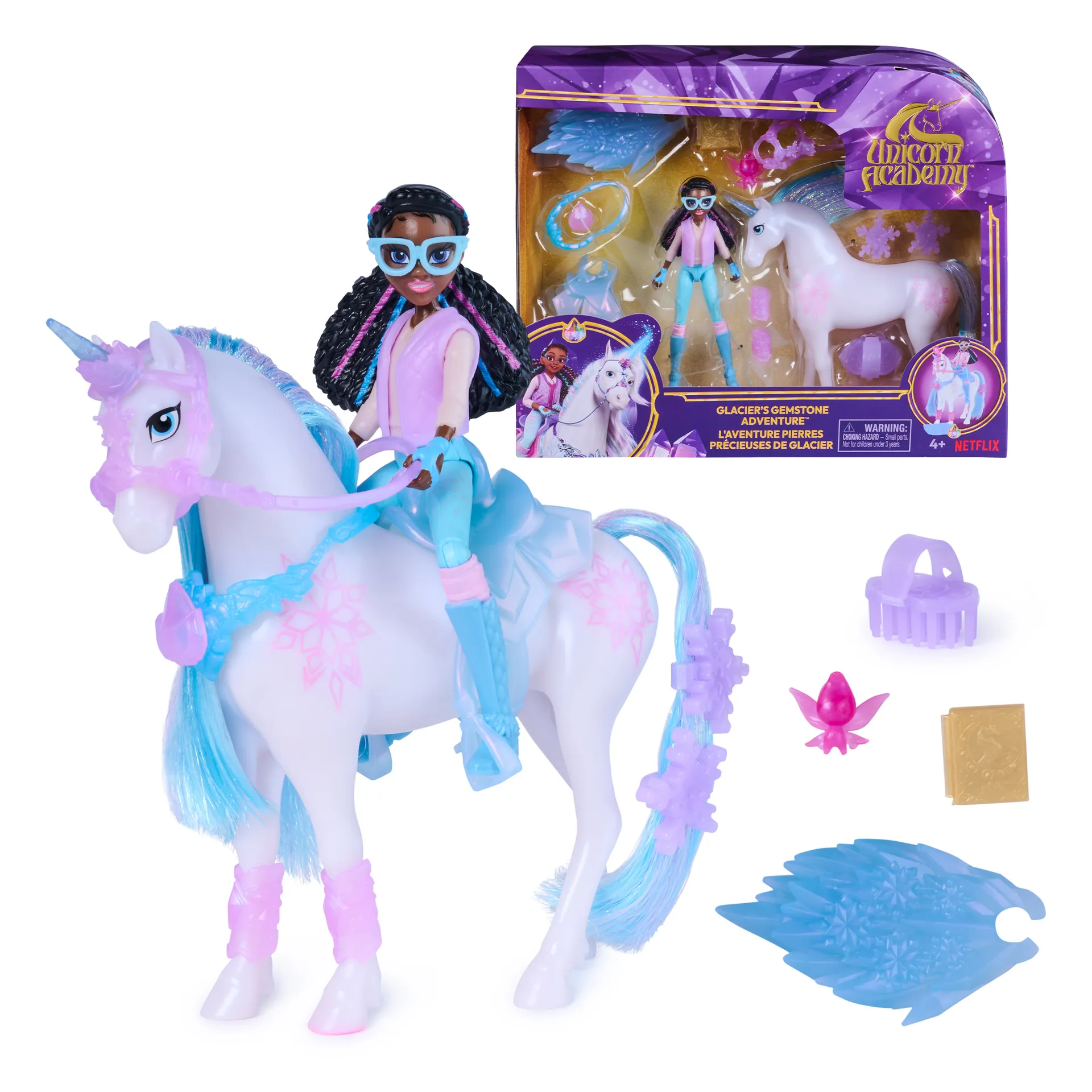 Unicorn Academy – Glacier’s Gemstone-Abenteuer mit Layla, ca. 12 cm Originalfiguren zur Netflix Serie mit 13 Zubehörteilen im Eis-Magie Design, für fantasievolles Rollespiel Unicorn Academy – Glacier’s Gemstone-Abenteuer mit Layla, ca. 12 cm Originalfiguren zur Netflix Serie mit 13 Zubehörteilen im Eis-Magie Design, für fantasievolles Rollespiel
