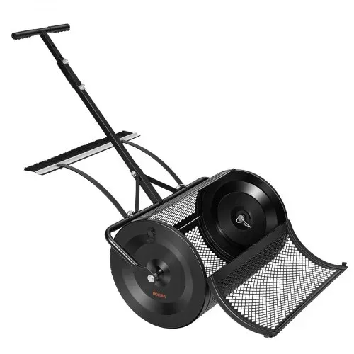 VEVOR Kompoststreuer 76,5 L, 61 cm Torfstreuer mit Schiebe-/Ziehgriff, Torfmoosstreuer 4-Fach Höhenverstellbar, Pulverbeschichtete Stahl-Kompostrolle, Miststreuer zum Pflanzen & Aussäen, Schwarz – Bild 9