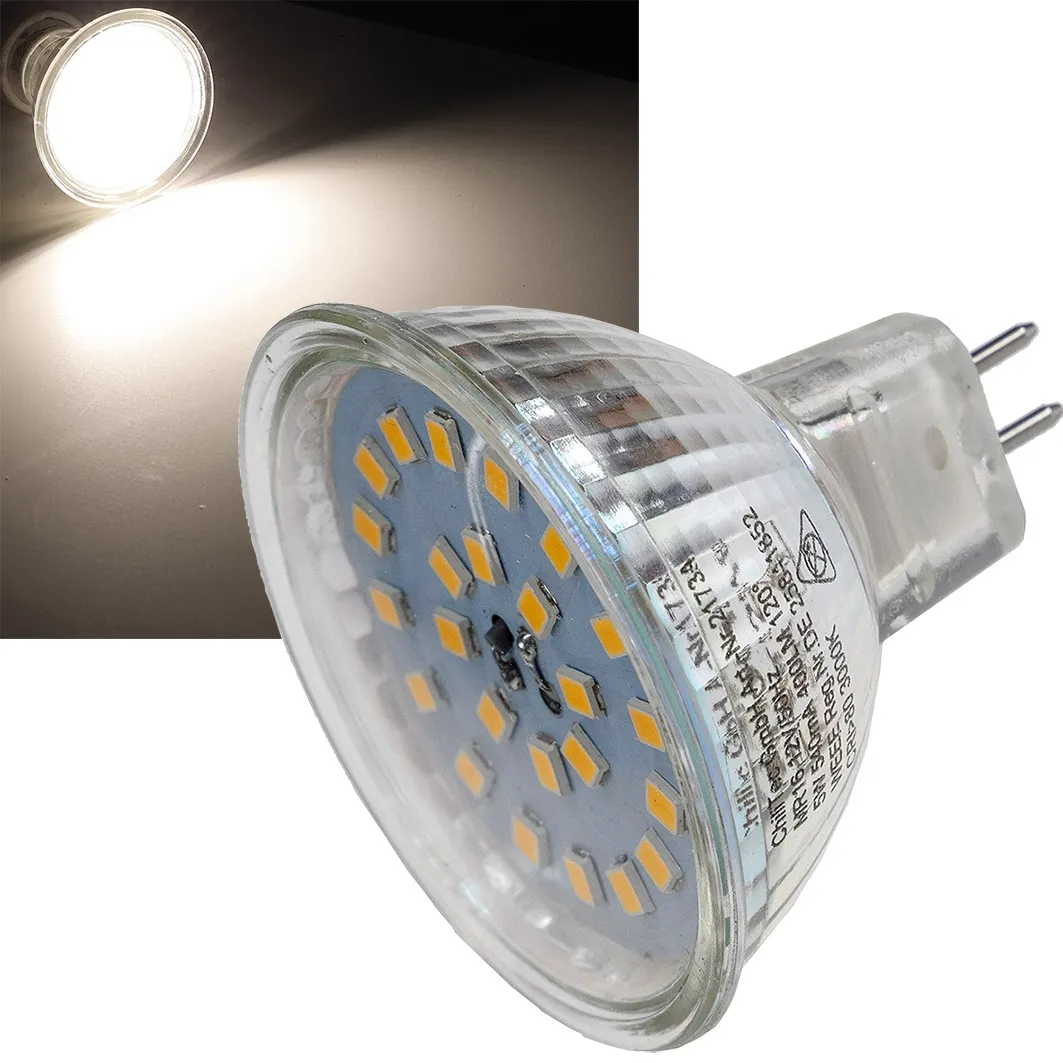 LED Strahler MR16 „H55 SMD“ 120°, 4000k, 440lm, 12V/5W, neutralweiß LED Strahler MR16 „H55 SMD“ 120°, 4000k, 440lm, 12V/5W, neutralweiß