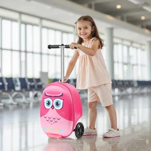 VEVOR Scooter Koffer, 20 L Fassungsvermögen, Reisekoffer mit Flash-PU-Rädern, TPR-Anti-Rutsch-Griff, max. Gewichtskapazität 50 kg, Kinderkoffer Handgepäck, für Kinder ab 5 Jahren, Pink – Bild 7