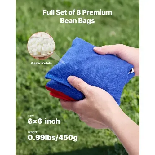 VEVOR Cornhole Spiel Set (1255 x 600 x 302 mm) Cornhole-Spielbretter, tragbares Wurfbrett aus Massivholz, Cornhole-Spiel für Erwachsene, inkl. 8 Sitzsäcken & Griff, für Garten Hinterhof Camping – Bild 4