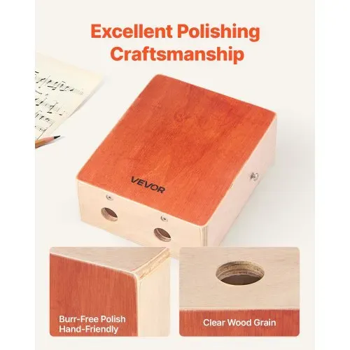 VEVOR Cajon, Kistentrommel, mit internen Gitarrensaiten, leichte Percussion-Box aus Holz, tragbares Trommelinstrument mit Reisetasche, verstellbarem Gurt, für Anfänger & Profis, 230x100x280 mm – Bild 4