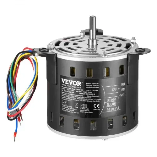 VEVOR 1/5 PS Gebläsemotor, 220 V, 1,45 Ampere, 3-Gang (700/900/1100 U/min), 10 mm Wellendurchmesser, 20 mm Wellenlänge, ROT. CCW vom Wellenende, inkl. CBB60 8 μF / 450 V Kondensator – Bild 8