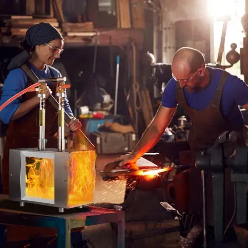 VEVOR tragbare Propangas-Schmiede mit 2 Brenner 1427 °C, Hufschmiede Schmiedeofen mit quadratischer Form, Edelstahl, Gasschmiedewerkzeuge und -ausrüstung, Schmelzofen Verwendung zum Metallschmieden – Bild 7
