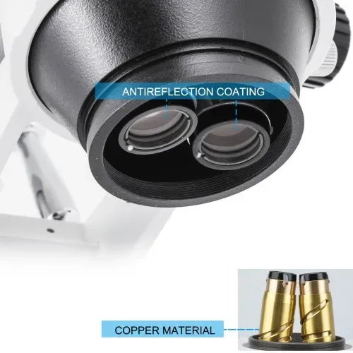 VEVOR 3,5X-90X Simul Focal Trinocular Zoom Stereo Microscope Al-Zn-Legierung 360 Grad Drehbar Trinokulares Stereomikroskop Dual Armstativ Labor Video Mikroskop zwei höhenverstellbar Ständer Zubehör – Bild 3