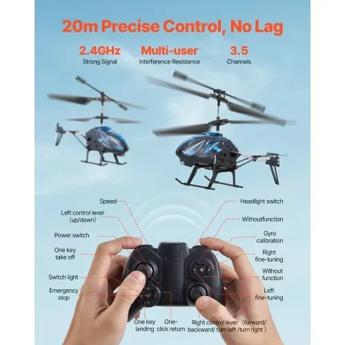 VEVOR RC-Helikopter, 2,4 GHz ferngesteuerter Hubschrauber, 3,5-Kanal-RC-Flugzeug, 16 Minuten Flugzeit, Höhenhaltung, Start/Landung mit einer Taste & LED-Leuchten, Spielzeug für Kinder ab 8 Jahren – Bild 5