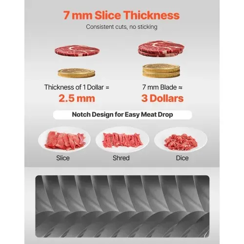 VEVOR Ersatzklingensatz für Modell 90 Aufschnittmaschine 7 mm Edelstahl, Austauschklinge für Gewerbliche Fleischschneider, Kammförmiges Klingen-Set Geeignet für Entbeintes Fleisch & Weiches Gemüse – Bild 2