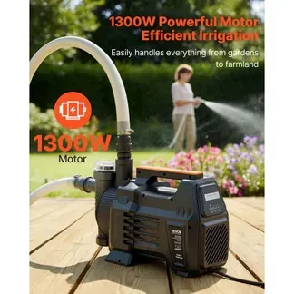 VEVOR Gartenpumpe 1300 W, Bewässerungspumpe Max. Fördermenge 4800 L/h, PP-Jetpumpe, Saugpumpe mit 48 m Fördehöhe, Intelligenter Elektronischen Steuerung, für Gartenbewässerung & Rasensprenger VEVOR Gartenpumpe 1300 W, Bewässerungspumpe Max. Fördermenge 4800 L/h, PP-Jetpumpe, Saugpumpe mit 48 m Fördehöhe, Intelligenter Elektronischen Steuerung, für Gartenbewässerung & Rasensprenger
