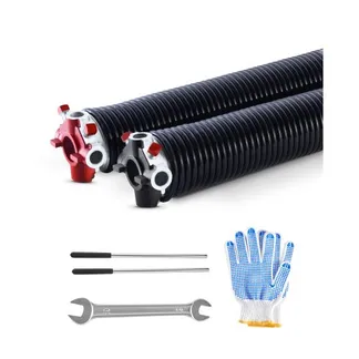 VEVOR Torsionsfedern für Garagentore (Φ 6,35 x Φ 50,8 x 787 mm) 16000 Zyklen, schwarz beschichtet zum Auswechseln, Garagentorfedern mit rutschfesten Wickelstäben & Handschuhen & Montageschlüssel VEVOR Torsionsfedern für Garagentore (Φ 6,35 x Φ 50,8 x 787 mm) 16000 Zyklen, schwarz beschichtet zum Auswechseln, Garagentorfedern mit rutschfesten Wickelstäben & Handschuhen & Montageschlüssel