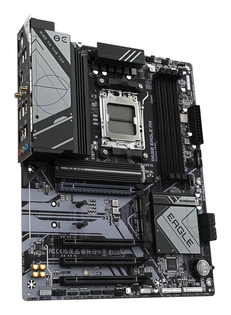 GIGABYTE B650 EAGLE AX Mainboard - AMD Ryzen 9000er-Serie, 12+2+2 Phasen VRM, bis zu 7600 MHz DDR5 (OC), 1xPCIe 5.0 + 2xPCIe 4.0 M.2, GbE LAN, WIFI 6E, USB 3.2 Gen 2 – Bild 3