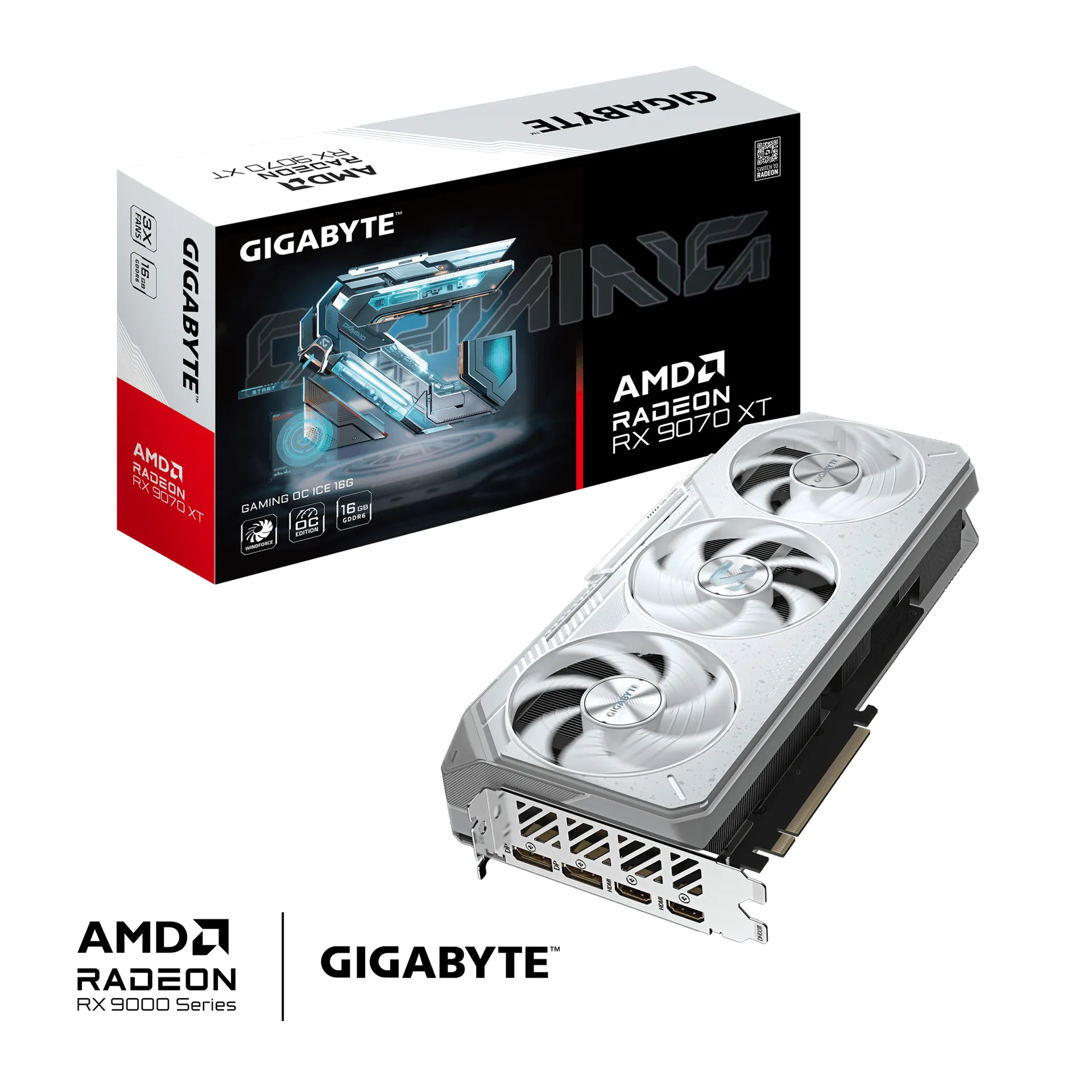 GIGABYTE Radeon RX 9070 XT GAMING OC ICE 16G Grafikkarte - 16GB GDDR6, 256bit, PCI-E 5.0, 3060 MHz Kerntakt, 2 x DisplayPort, 2 x HDMI, GV-R907XGAMINGOCICE-16GD – Bild 2