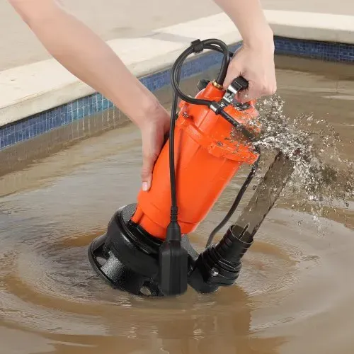 VEVOR 1500 W Tauchpumpe, 21000 l/h, Gusseisen-Schmutzwasserpumpe mit automatischem Schwimmerschalter, 18m Förderhöhe zum Abpumpen von Schmutzwasser, für Pools, Teiche & überflutete Bereiche – Bild 7