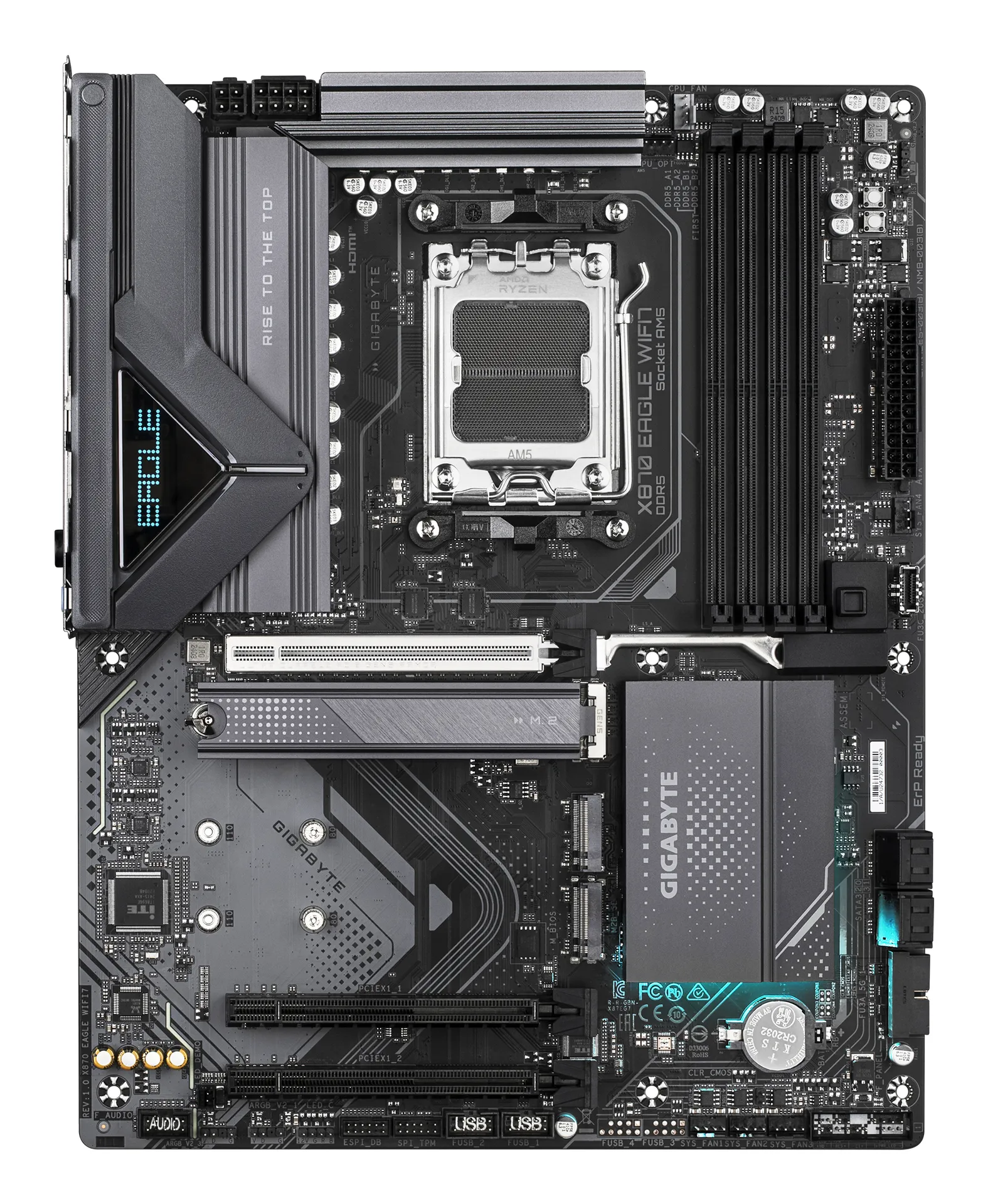 GIGABYTE X870 EAGLE WIFI7 Mainboard - Unterstützt AMD Ryzen 9000 CPUs, 14+2+2 Phasen VRM, bis zu 8000MHz DDR5 (OC), 1xPCIe 5.0 + 2xPCIe 4.0, Wi-Fi 7, 2.5GbE LAN, USB 4 – Bild 2