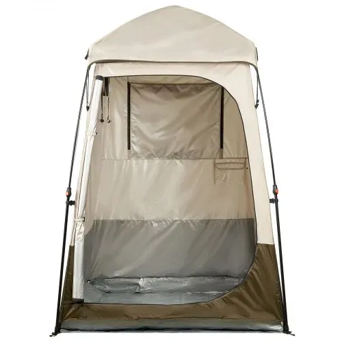 VEVOR Duschzelt mit 1 Raum, Wasserfestes Toilettenzelt (145x145x215 cm), Umkleidezelt inkl. Heringen & Seilen & Tragetasche & Querstange, aus 210D Oxford-Gewebe für Camping Strand Angeln Khaki – Bild 8
