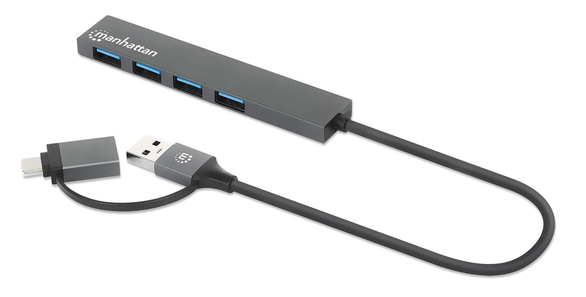 Manhattan 181006 Schnittstellen-Hub USB 3.2 Gen 1 (3.1 Gen 1) Type-A 5000 Mbit/s Grau Manhattan 181006 Schnittstellen-Hub USB 3.2 Gen 1 (3.1 Gen 1) Type-A 5000 Mbit/s Grau