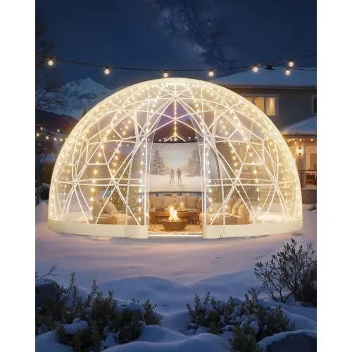 VEVOR Gartenkuppel, 4,57x2,9 m großes transparentes Blasenzelt für 10–14 Personen, geodätisches Kuppelgewächshaus mit Fenster, PVC-Zelt für Hinterhof, Terrasse, Camping, Party, Hochzeit – Bild 6