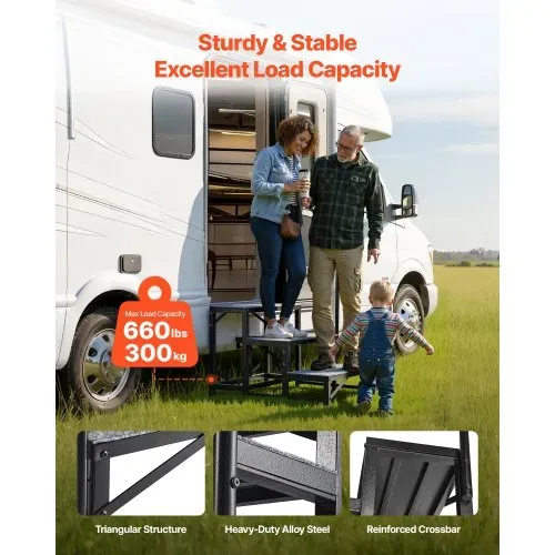 VEVOR RV Treppe mit Handlauf, 3-stufige Tragbare Standtreppe mit 299,38 kg Tragkraft Rutschfeste Trittstufe für Camper Mobilheime Pool und Spa Robuste Außentreppe Ideal für Senioren und Haustiere VEVOR RV Treppe mit Handlauf, 3-stufige Tragbare Standtreppe mit 299,38 kg Tragkraft Rutschfeste Trittstufe für Camper Mobilheime Pool und Spa Robuste Außentreppe Ideal für Senioren und Haustiere