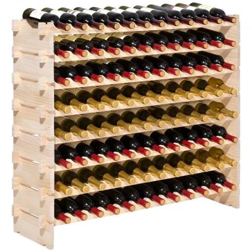 VEVOR stapelbares modulares Weinregal für 96 Flaschen, 8-stöckig, Flaschenregal mit 112 kg Gesamtbelastbarkeit, wackelfrei, Weinflaschenständer für Küche Weinkeller Bar, Weinflaschenhalter Natur VEVOR stapelbares modulares Weinregal für 96 Flaschen, 8-stöckig, Flaschenregal mit 112 kg Gesamtbelastbarkeit, wackelfrei, Weinflaschenständer für Küche Weinkeller Bar, Weinflaschenhalter Natur