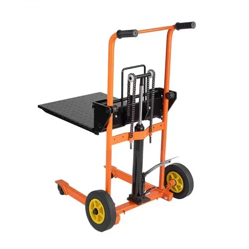 VEVOR Hochhubwagen Manuell 205 kg, Plattformhochhubwagen mit Gabelstaplertisch, Max. Hubhöhe 90 cm, Material Hebewinde Stapler, Plattformstapler, Handstapler, Palettenwagen, Orange & Schwarz – Bild 9