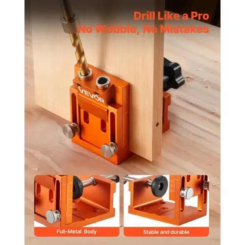 VEVOR Pocket Hole Jig Set Taschenloch-Vorrichtungssatz 12-48 mm Vorrichtungs-Taschenlochsystem mit Stufenbohrer, Sechskantschlüssel, Bohrstoppring, Vierkant-Antriebsbit, Dübel und Schrauben VEVOR Pocket Hole Jig Set Taschenloch-Vorrichtungssatz 12-48 mm Vorrichtungs-Taschenlochsystem mit Stufenbohrer, Sechskantschlüssel, Bohrstoppring, Vierkant-Antriebsbit, Dübel und Schrauben