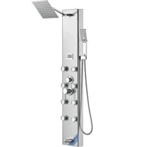 VEVOR Duschpaneelsystem, 5 Duschmodi, Duschpaneelturm mit Digitalanzeige, Regenfall, 8 Massagedüsen, Wannenauslauf, Handbrause mit 3 Einstellungen, 59-Zoll-Schlauch, Wandduschset aus Edelstahl – Bild 8
