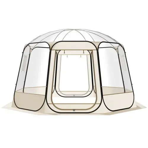 VEVOR Pop-up-Bubble-Zelt, 366 x 345 x 220 cm, transparentes Campingzelt, Garten-Kuppel-Iglu-Zelt mit Fenstern, Sportzelt, 540°-Panoramablick, für 10–12 Personen, Terrasse, Hinterhof – Bild 8