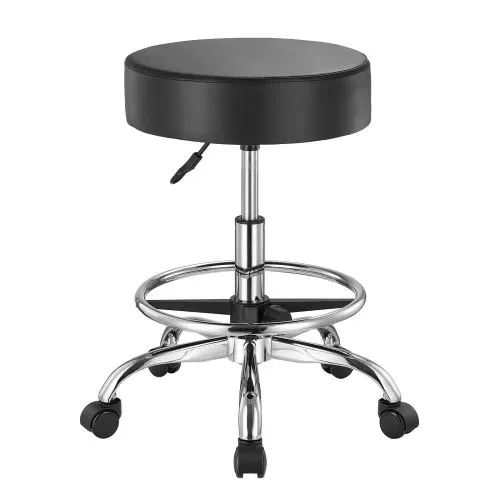 VEVOR Sattelhocker Rollhocker 204 kg belastbarer höhenverstellbarer (55-71 cm) Drehhocker Arbeitshocker mit Rückenlehne & Fußstütze, PU-Leder-Drehsattelstuhl für Salon Spa Massage Klinik Schwarz – Bild 8
