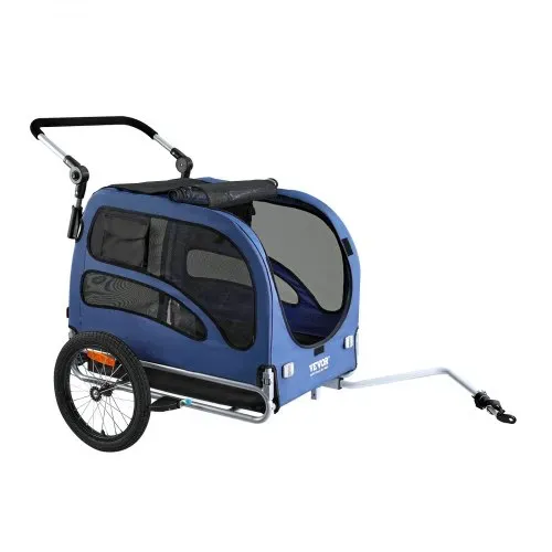 VEVOR Hundeanhänger 45 kg 2in1 Fahrradanhänger Kohlenstoffstahl + 600D Oxford-Gewebe + PP faltbar 1440 x 725 x 845 mm als Anhänger 1320 x 725 x 920 mm als Kinderwagen Hundebuggy Jogger Anhänger Blau – Bild 9