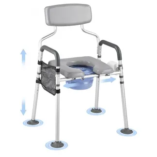 VEVOR Nachttoilettenstuhl 227 kg belastbar, Toilettensitzerhöhung mit gepolsterter Sitzfläche & Rückenlehne, abnehmbarer 5 L Eimer, Toilettenstuhl (Höhe und Breite einstellbar) für Erwachsene VEVOR Nachttoilettenstuhl 227 kg belastbar, Toilettensitzerhöhung mit gepolsterter Sitzfläche & Rückenlehne, abnehmbarer 5 L Eimer, Toilettenstuhl (Höhe und Breite einstellbar) für Erwachsene