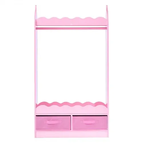 VEVOR Kinderkleiderschrank 604x339x1080mm, Kindergarderobe mit Spiegel Kleiderstange Ablagen, Verkleidungsschrank aus MDF mit Stoffschubladen für Mädchen, Kinderschrank für Kostüme Schlafzimmer, Rosa – Bild 9