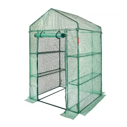 VEVOR Foliengewächshaus 141x74,5x205cm Tomatengewächshaus 15kg Tragfähigkeit Treibhaus Gartenhaus Frühbeet PE-Material Stahlrohr Tomatenhaus Gemüse Gewächshaus mit 4 Regalen Pflanzenhaus – Bild 9