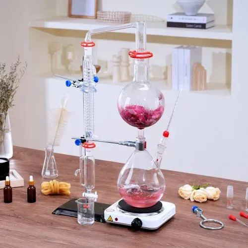VEVOR Destillationsset für Ätherische Öle, 2000-ml-Destillationsgerät, 3,3-Boro-Laborglas-Destillationsset mit 1500-W-Heizplatte und 24-, 40-Verbindung, 28-teiliges Set – Bild 7
