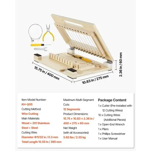 VEVOR Seifenschneider, Holzseifenschneider, Drahtschneider, 12 Segmenten, inkl. Ersatzdrähten, DIY-Schneidewerkzeug, Ideal für Handgemachte Seifenherstellung Kerzen Trimmen Käse – Bild 6